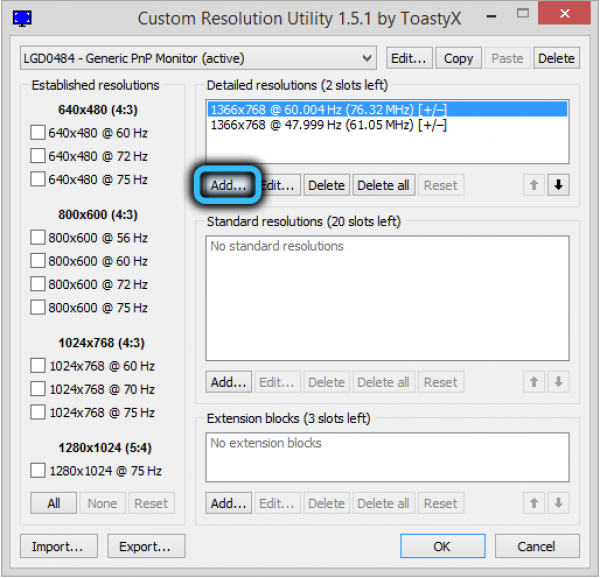 Управление настройками монитора с помощью Custom Resolution Utility